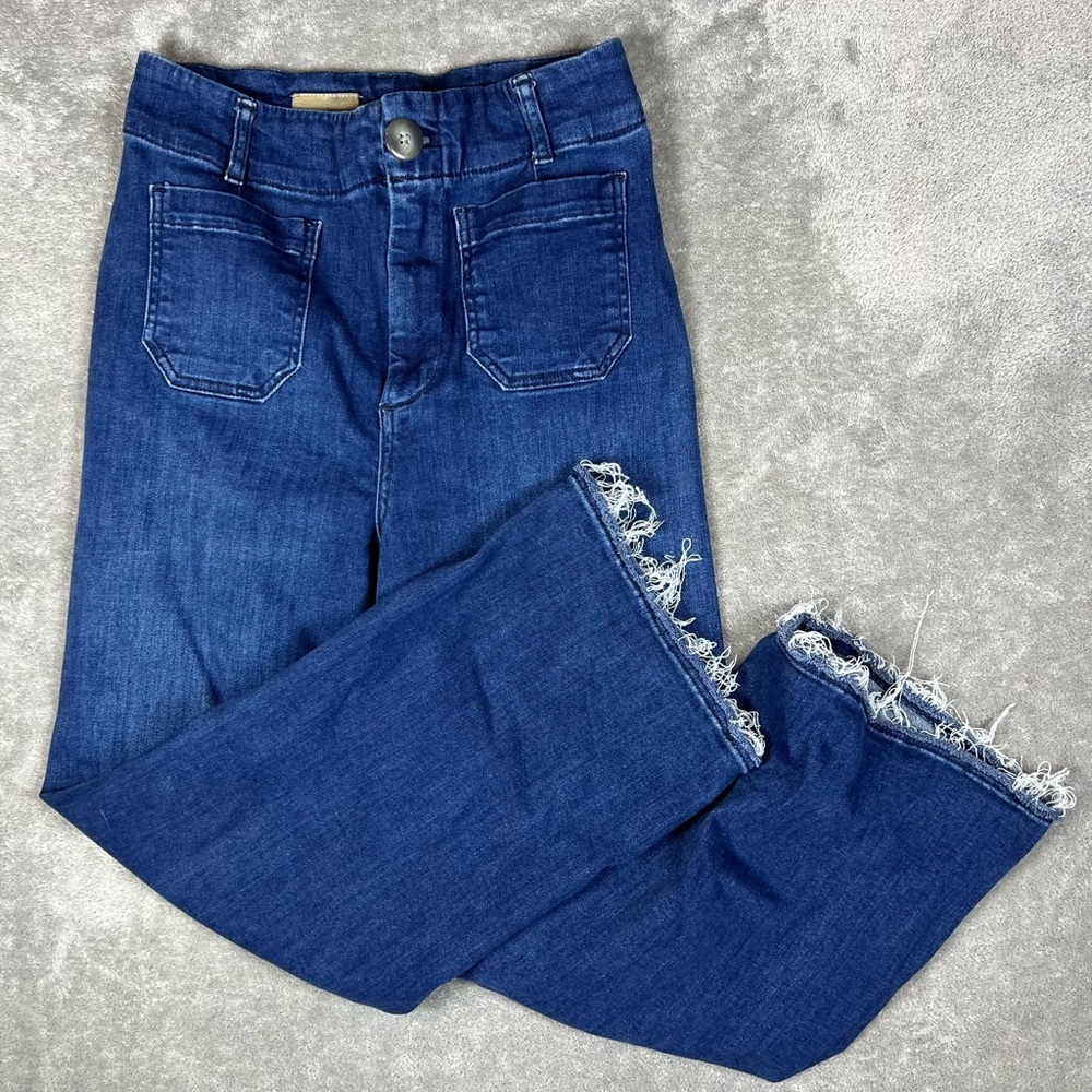 Anthropologie Jeans Womens 28 Pilcro The Skipper Wide Leg Raw Hem High Waisted - Picture 3 of 11